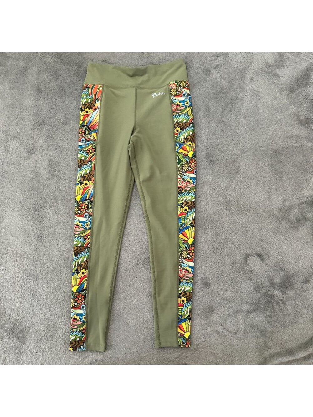 Fishe Wear Green Leggings Women's LARGE Outdoor Hiking Camping